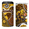 Hawthorn Hawks 4 in 1 Can Cooler Tumbler Aboriginal Dot Pattern - Football Mascot Heritage Pride