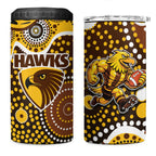 Hawthorn Hawks 4 in 1 Can Cooler Tumbler Aboriginal Dot Pattern - Football Mascot Heritage Pride