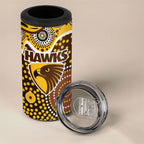 Hawthorn Hawks 4 in 1 Can Cooler Tumbler Aboriginal Dot Pattern - Football Mascot Heritage Pride