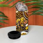 Hawthorn Hawks 4 in 1 Can Cooler Tumbler Aboriginal Dot Pattern - Football Mascot Heritage Pride