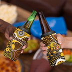 Hawthorn Hawks 4 in 1 Can Cooler Tumbler Aboriginal Dot Pattern - Football Mascot Heritage Pride