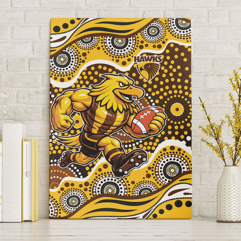 Hawthorn Hawks Canvas Wall Art Aboriginal Dot Pattern - Football Mascot Heritage Pride