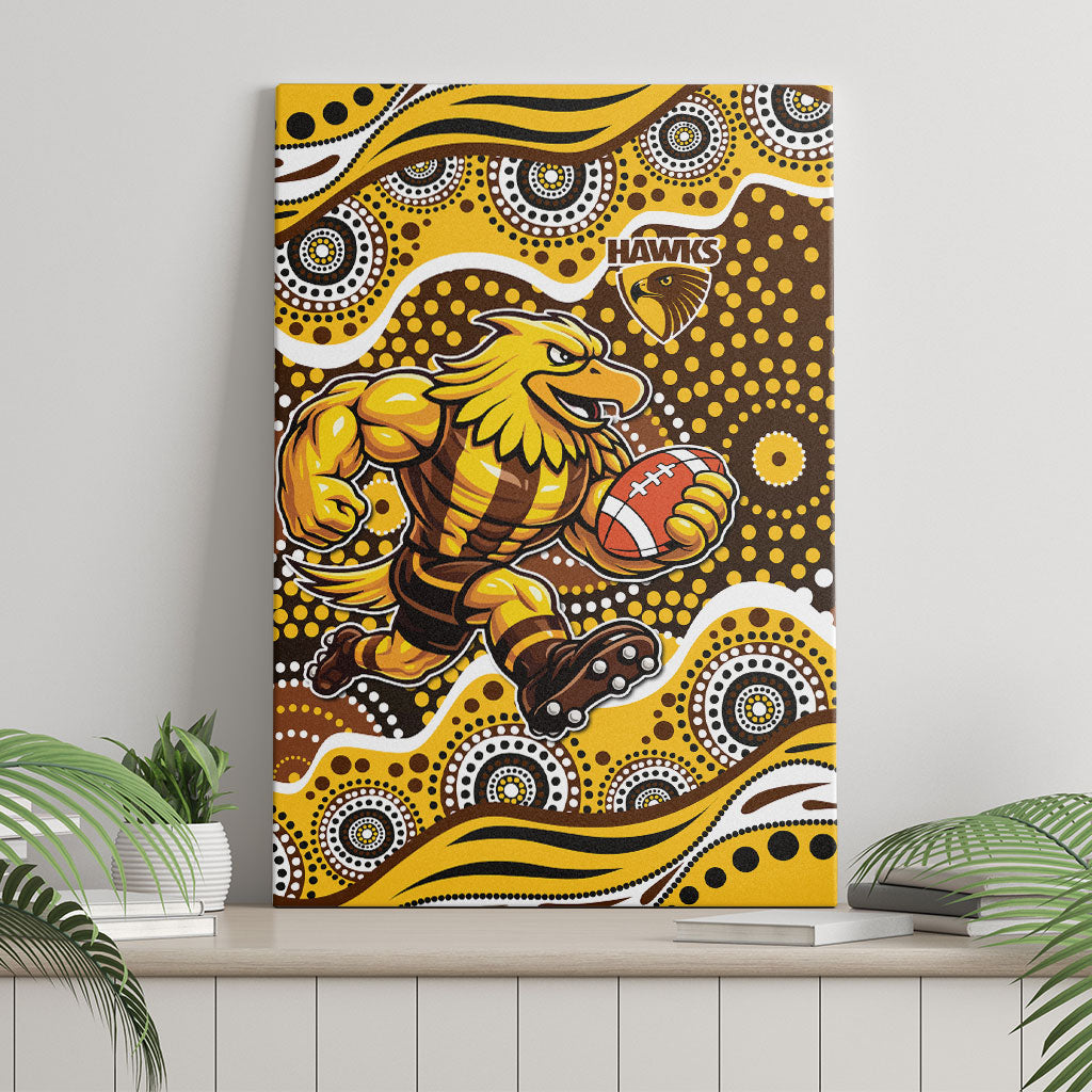 Hawthorn Hawks Canvas Wall Art Aboriginal Dot Pattern - Football Mascot Heritage Pride