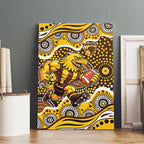 Hawthorn Hawks Canvas Wall Art Aboriginal Dot Pattern - Football Mascot Heritage Pride