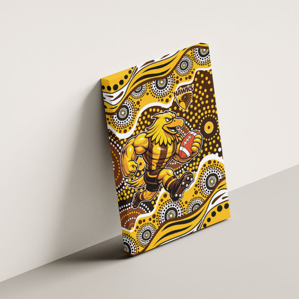 Hawthorn Hawks Canvas Wall Art Aboriginal Dot Pattern - Football Mascot Heritage Pride