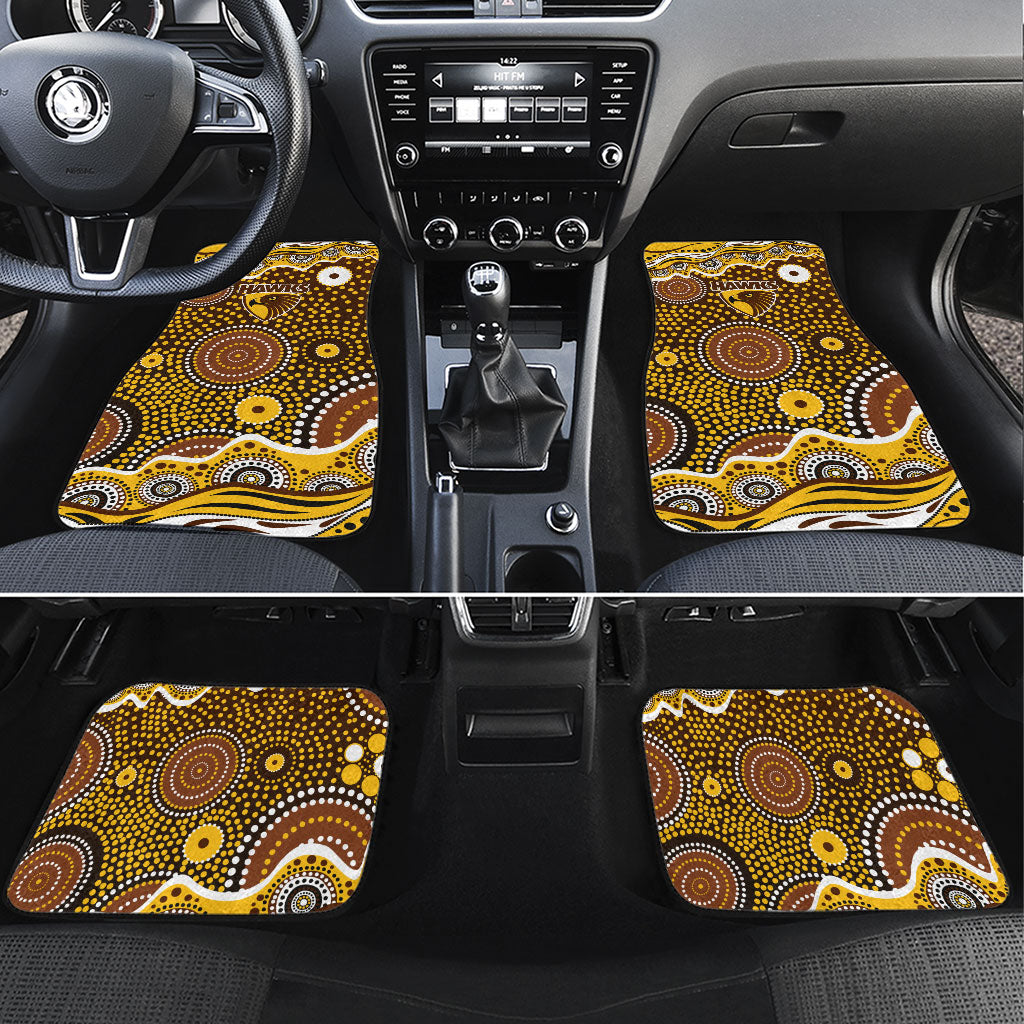 Hawthorn Hawks Car Mats Aboriginal Dot Pattern - Football Mascot Heritage Pride