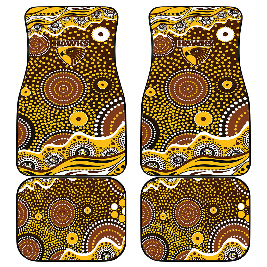 Hawthorn Hawks Car Mats Aboriginal Dot Pattern - Football Mascot Heritage Pride