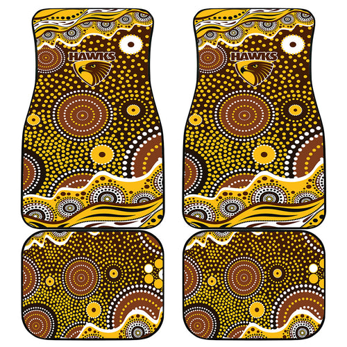 Hawthorn Hawks Car Mats Aboriginal Dot Pattern - Football Mascot Heritage Pride