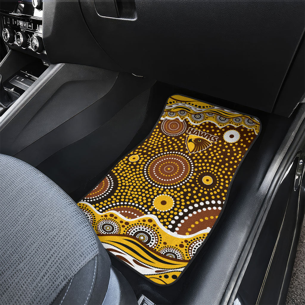 Hawthorn Hawks Car Mats Aboriginal Dot Pattern - Football Mascot Heritage Pride
