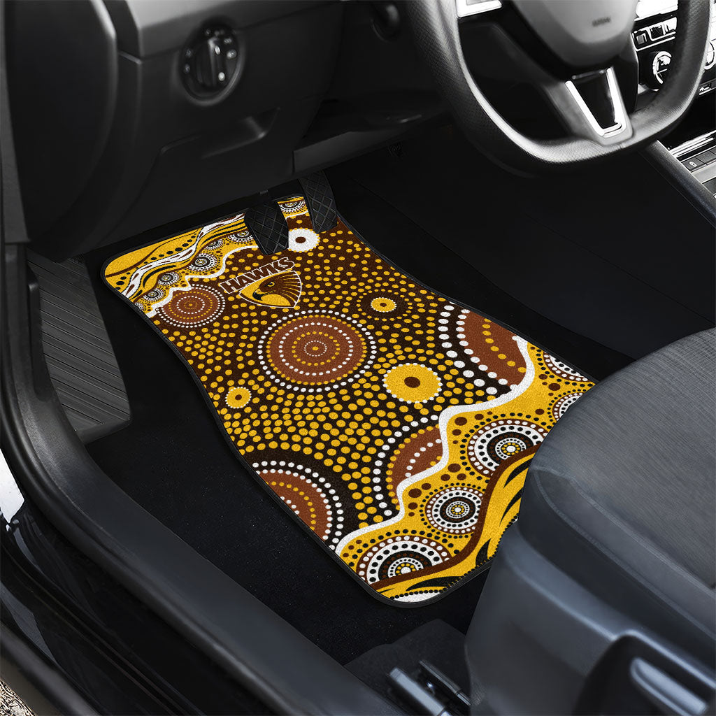 Hawthorn Hawks Car Mats Aboriginal Dot Pattern - Football Mascot Heritage Pride