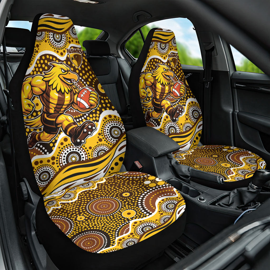 Hawthorn Hawks Car Seat Cover Aboriginal Dot Pattern - Football Mascot Heritage Pride