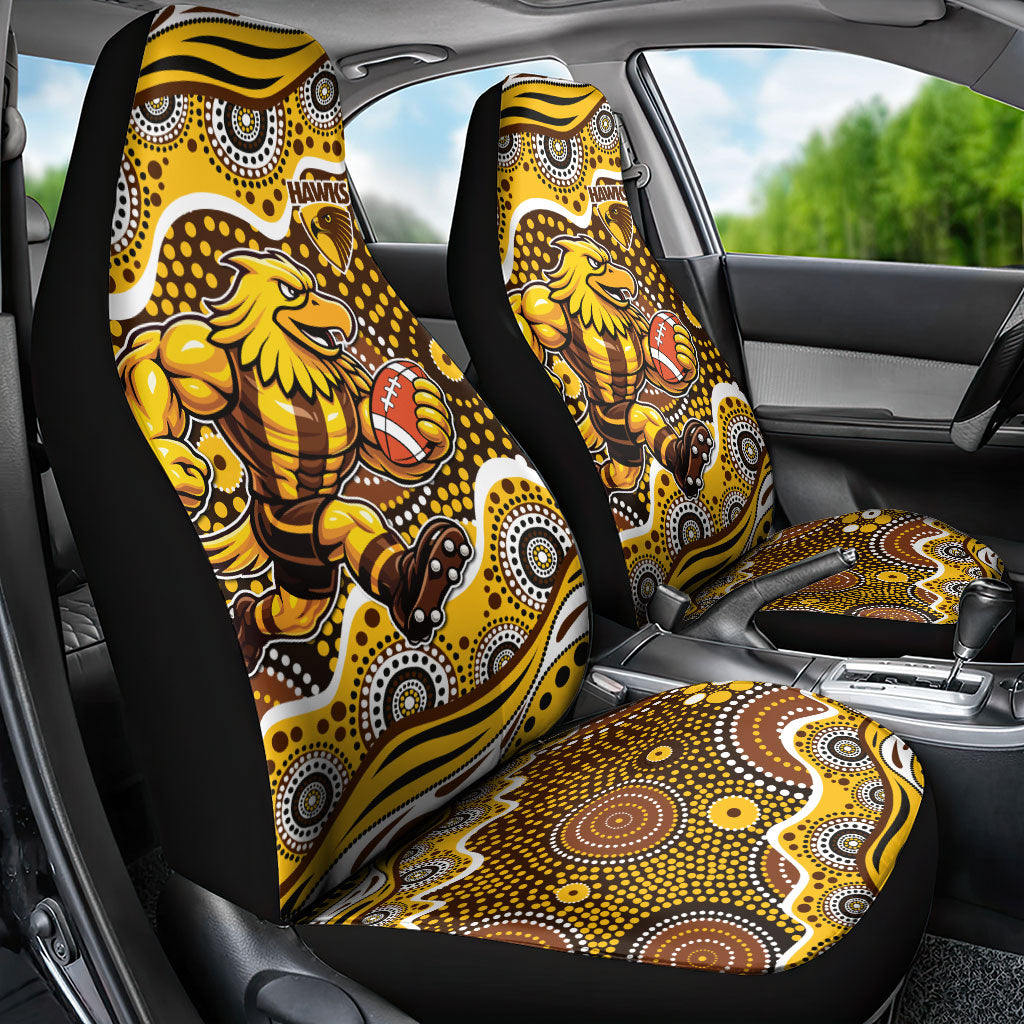 Hawthorn Hawks Car Seat Cover Aboriginal Dot Pattern - Football Mascot Heritage Pride