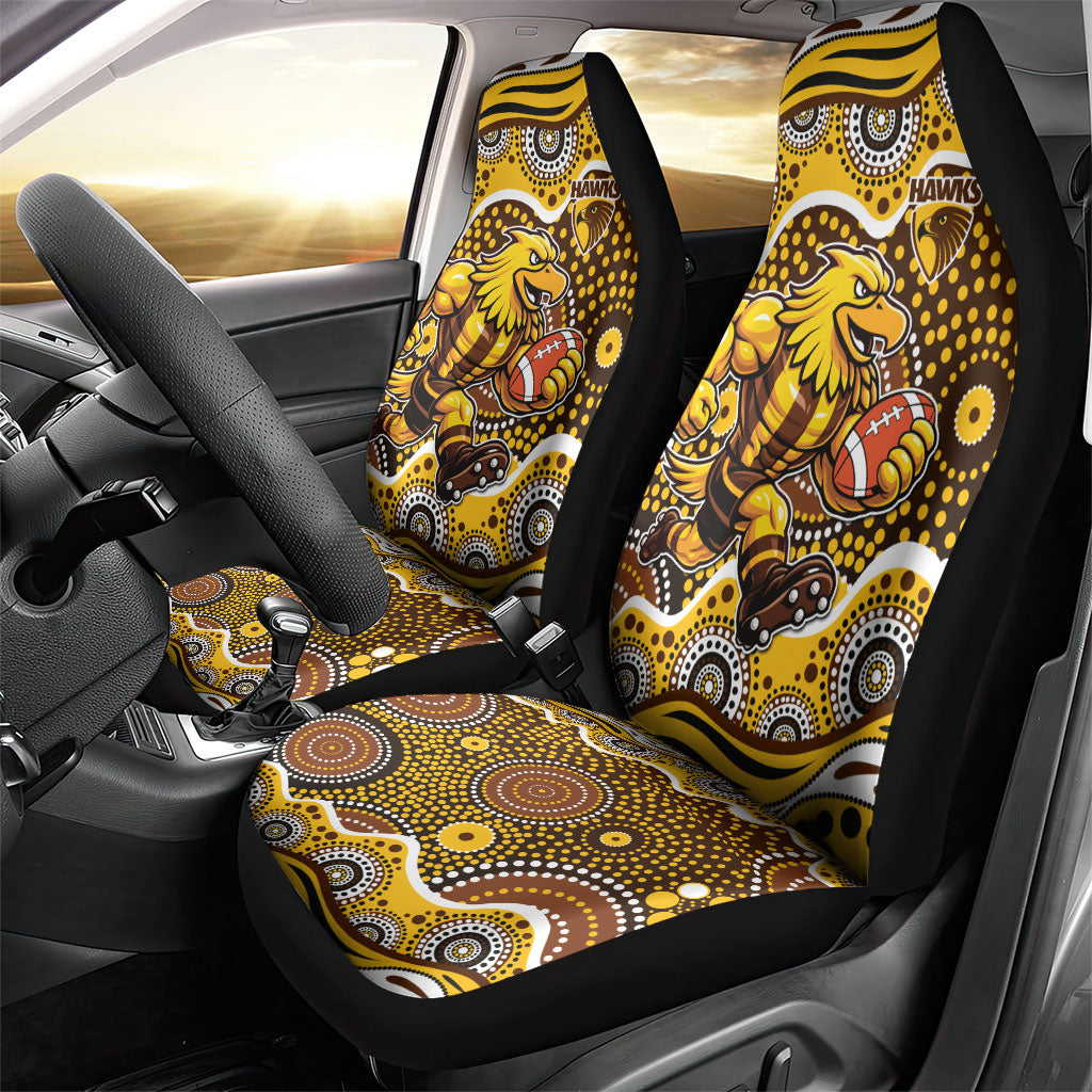 Hawthorn Hawks Car Seat Cover Aboriginal Dot Pattern - Football Mascot Heritage Pride
