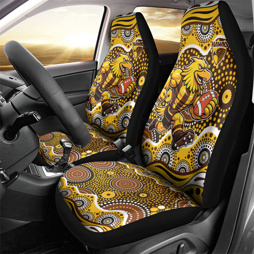 Hawthorn Hawks Car Seat Cover Aboriginal Dot Pattern - Football Mascot Heritage Pride
