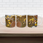 Hawthorn Hawks Ceramic Mug Aboriginal Dot Pattern - Football Mascot Heritage Pride