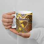 Hawthorn Hawks Ceramic Mug Aboriginal Dot Pattern - Football Mascot Heritage Pride