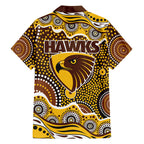 Hawthorn Hawks Family Matching Mermaid Dress and Hawaiian Shirt Aboriginal Dot Pattern - Football Mascot Heritage Pride