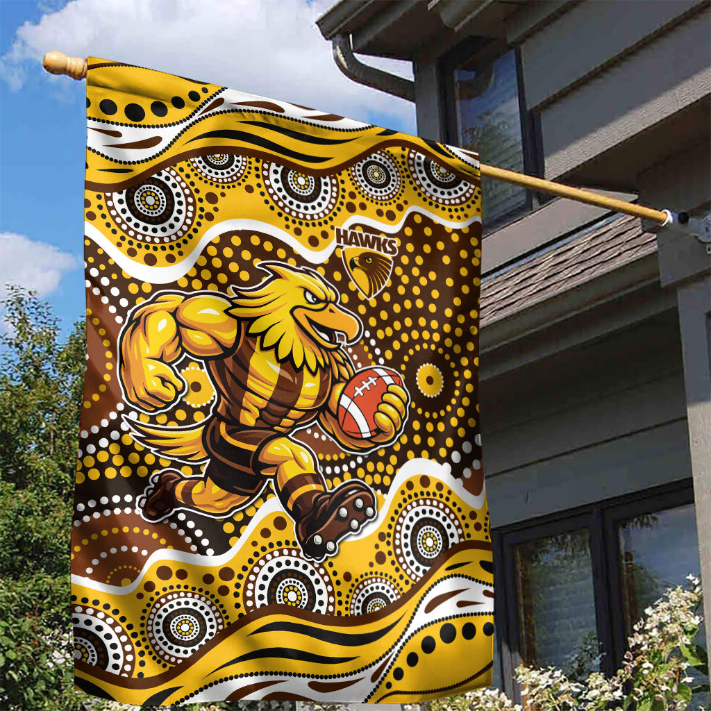 Hawthorn Hawks Garden Flag Aboriginal Dot Pattern - Football Mascot Heritage Pride