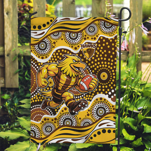 Hawthorn Hawks Garden Flag Aboriginal Dot Pattern - Football Mascot Heritage Pride