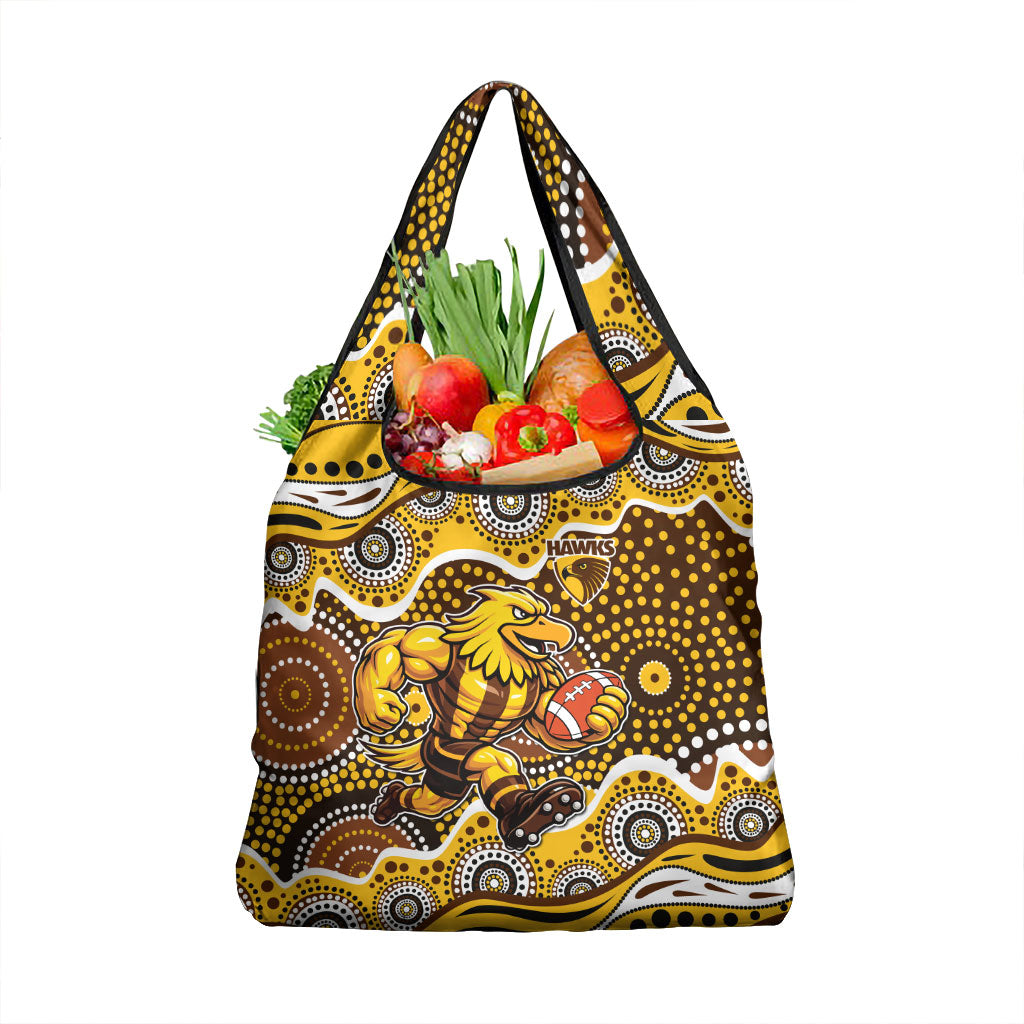 Hawthorn Hawks Grocery Bag Aboriginal Dot Pattern - Football Mascot Heritage Pride