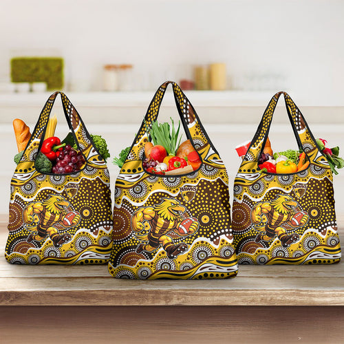 Hawthorn Hawks Grocery Bag Aboriginal Dot Pattern - Football Mascot Heritage Pride
