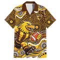 Hawthorn Hawks Hawaiian Shirt Aboriginal Dot Pattern - Football Mascot Heritage Pride