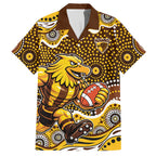 Hawthorn Hawks Hawaiian Shirt Aboriginal Dot Pattern - Football Mascot Heritage Pride