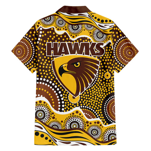 Hawthorn Hawks Hawaiian Shirt Aboriginal Dot Pattern - Football Mascot Heritage Pride