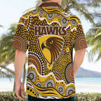 Hawthorn Hawks Hawaiian Shirt Aboriginal Dot Pattern - Football Mascot Heritage Pride