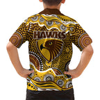 Hawthorn Hawks Hawaiian Shirt Aboriginal Dot Pattern - Football Mascot Heritage Pride