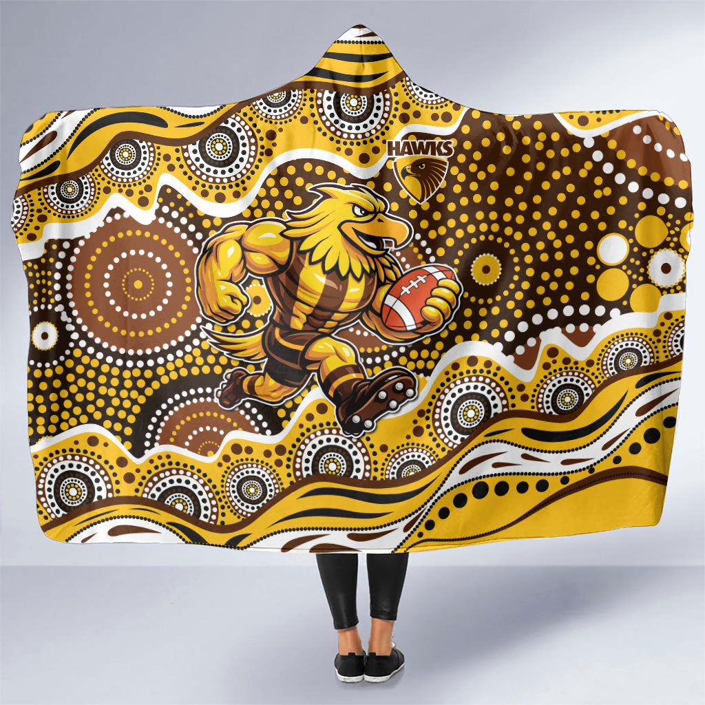 Hawthorn Hawks Hooded Blanket Aboriginal Dot Pattern - Football Mascot Heritage Pride