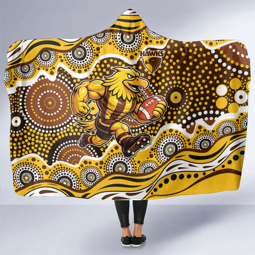 Hawthorn Hawks Hooded Blanket Aboriginal Dot Pattern - Football Mascot Heritage Pride