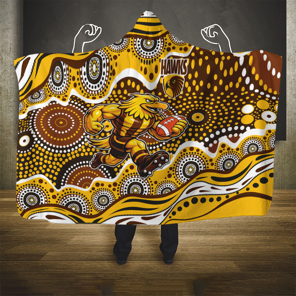 Hawthorn Hawks Hooded Blanket Aboriginal Dot Pattern - Football Mascot Heritage Pride