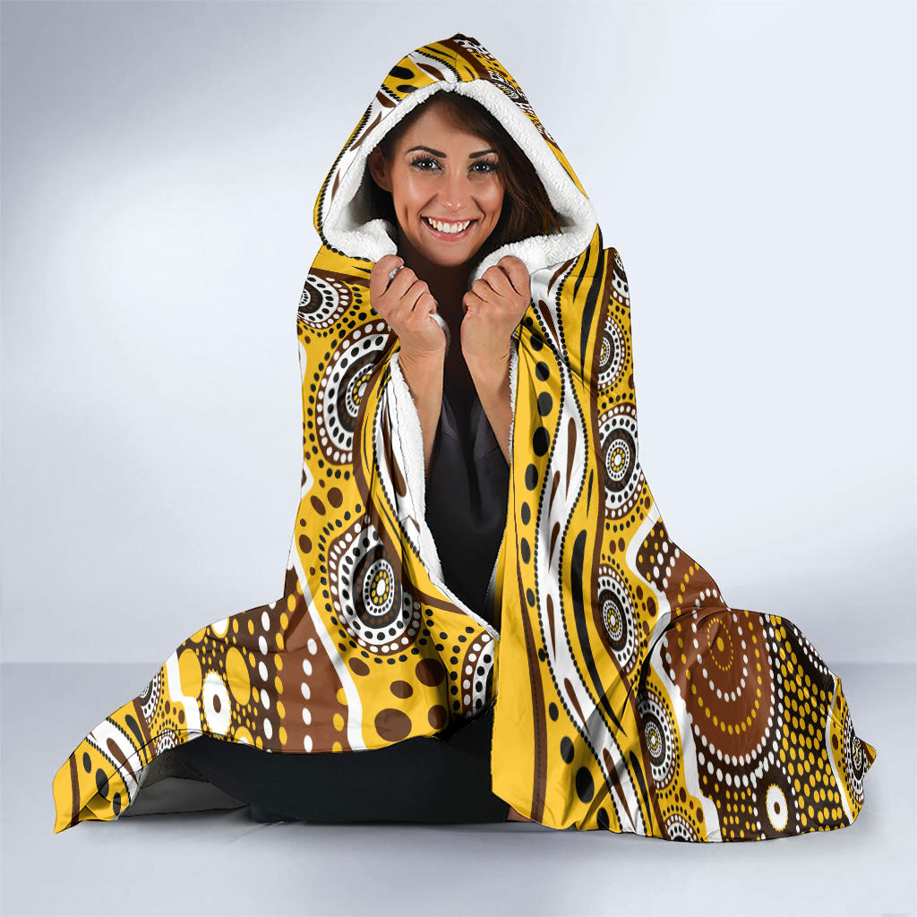 Hawthorn Hawks Hooded Blanket Aboriginal Dot Pattern - Football Mascot Heritage Pride