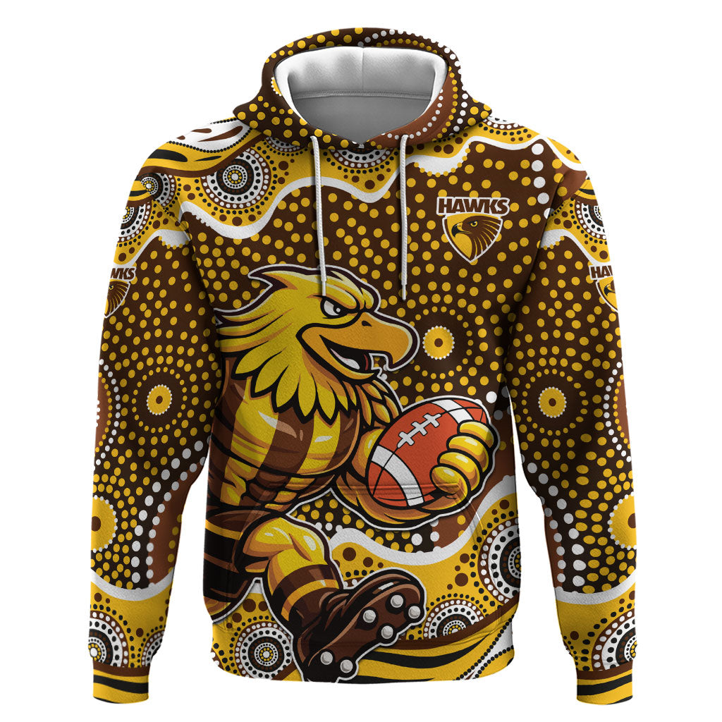 Hawthorn Hawks Hoodie Aboriginal Dot Pattern - Football Mascot Heritage Pride