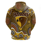 Hawthorn Hawks Hoodie Aboriginal Dot Pattern - Football Mascot Heritage Pride
