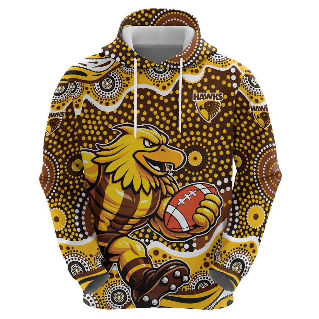 Hawthorn Hawks Hoodie Aboriginal Dot Pattern - Football Mascot Heritage Pride