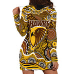 Hawthorn Hawks Hoodie Dress Aboriginal Dot Pattern - Football Mascot Heritage Pride