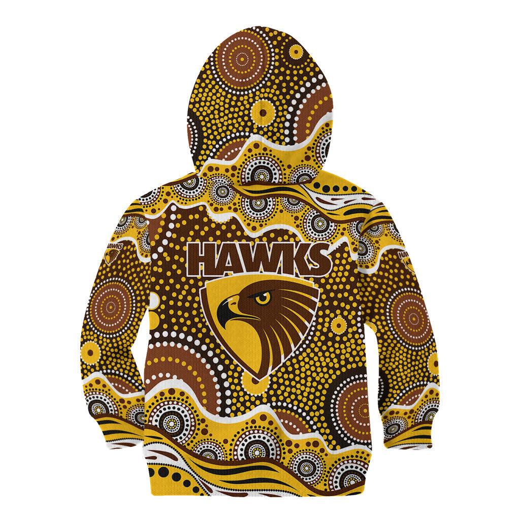 Hawthorn Hawks Kid Hoodie Aboriginal Dot Pattern - Football Mascot Heritage Pride