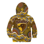 Hawthorn Hawks Kid Hoodie Aboriginal Dot Pattern - Football Mascot Heritage Pride