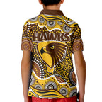 Hawthorn Hawks Kid Polo Shirt Aboriginal Dot Pattern - Football Mascot Heritage Pride