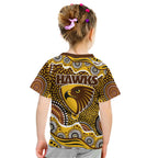 Hawthorn Hawks Kid T Shirt Aboriginal Dot Pattern - Football Mascot Heritage Pride