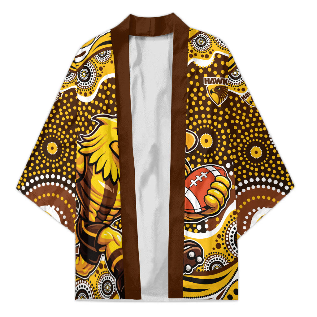 Hawthorn Hawks Kimono Aboriginal Dot Pattern - Football Mascot Heritage Pride