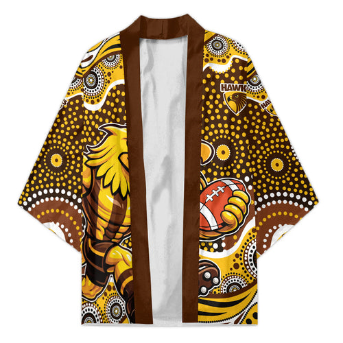 Hawthorn Hawks Kimono Aboriginal Dot Pattern - Football Mascot Heritage Pride