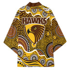 Hawthorn Hawks Kimono Aboriginal Dot Pattern - Football Mascot Heritage Pride