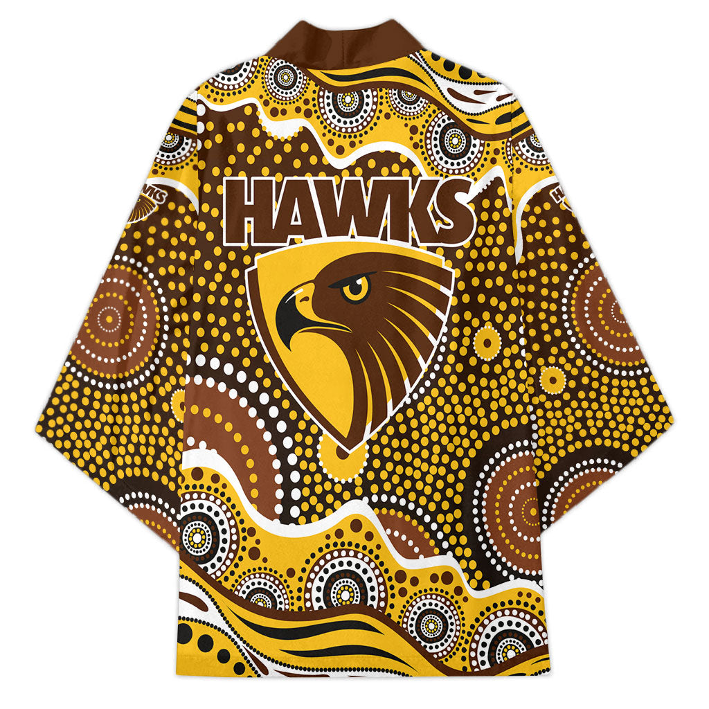Hawthorn Hawks Kimono Aboriginal Dot Pattern - Football Mascot Heritage Pride