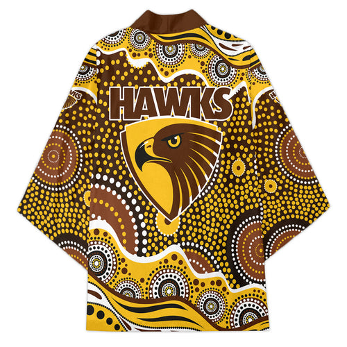 Hawthorn Hawks Kimono Aboriginal Dot Pattern - Football Mascot Heritage Pride