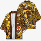 Hawthorn Hawks Kimono Aboriginal Dot Pattern - Football Mascot Heritage Pride