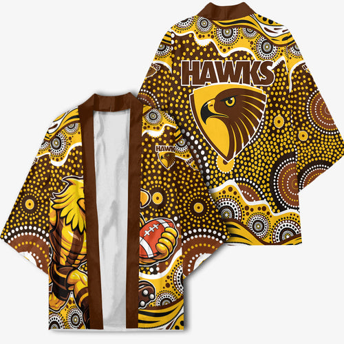 Hawthorn Hawks Kimono Aboriginal Dot Pattern - Football Mascot Heritage Pride