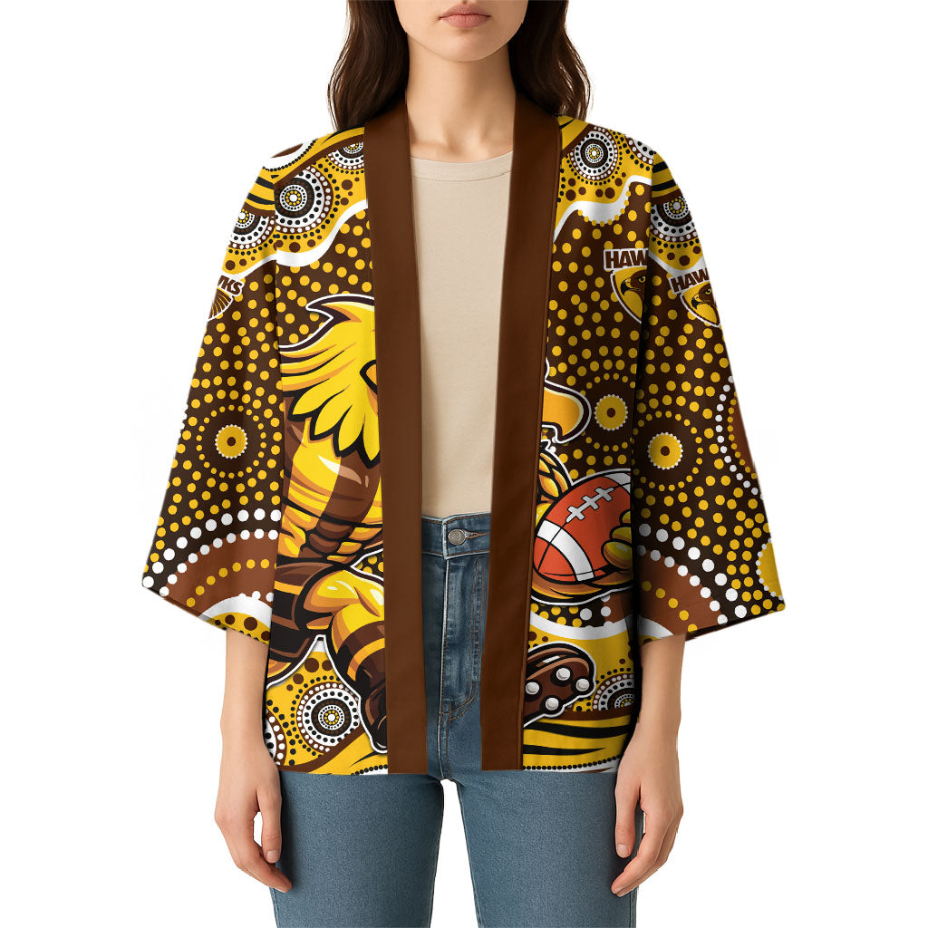 Hawthorn Hawks Kimono Aboriginal Dot Pattern - Football Mascot Heritage Pride